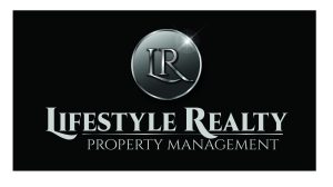 A logo for Lifestyle Realty Property Management featuring a stylized 'IR' and elegant typography against a dark background.